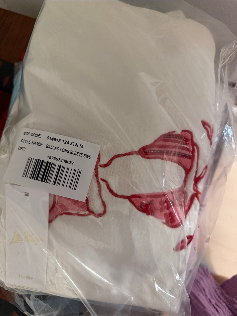Lilly Pulitzer White Sweatshirt with Red Floral Detail